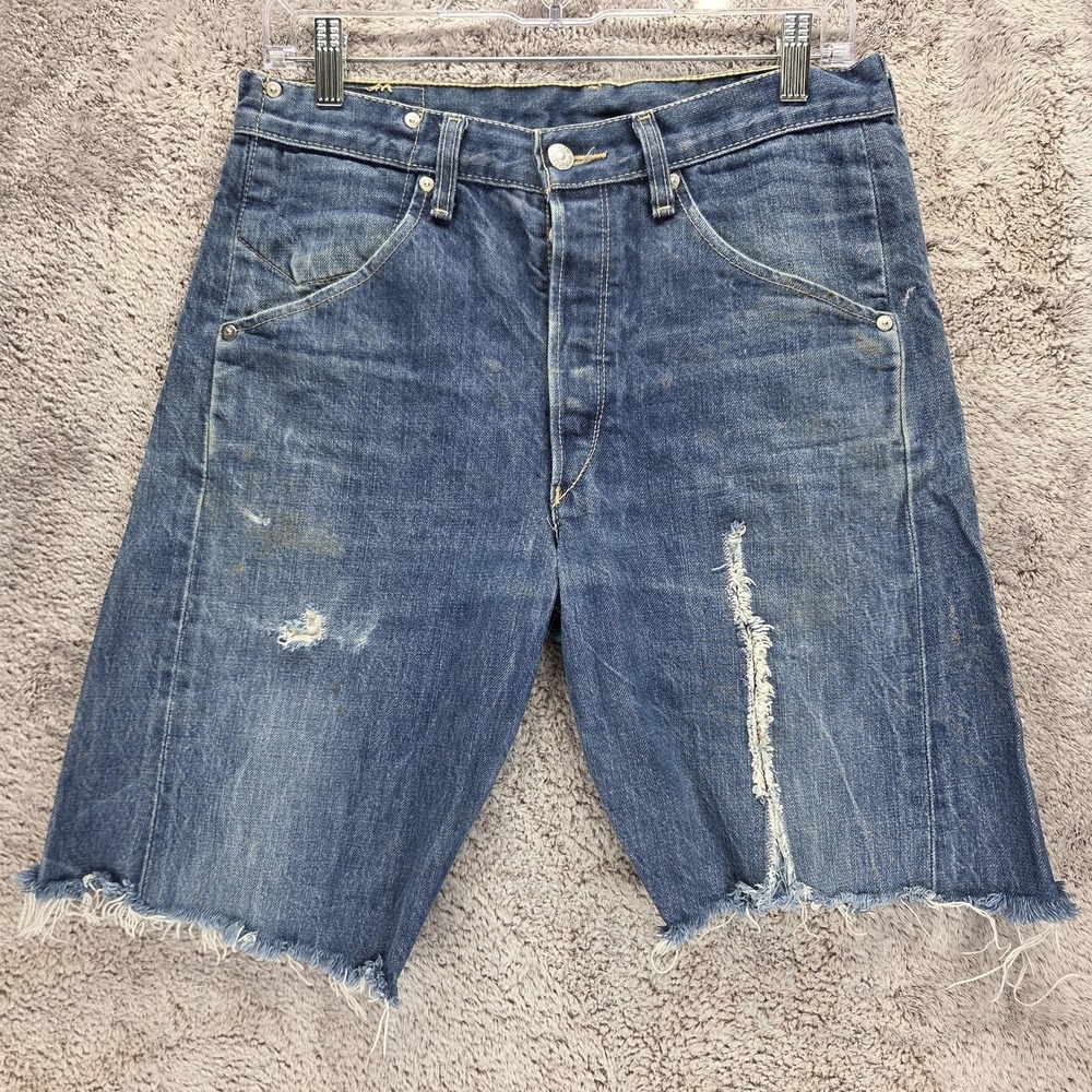 Vintage Levis Engineered Shorts Mens 30 Blue Twisted Thrashed Button Fly